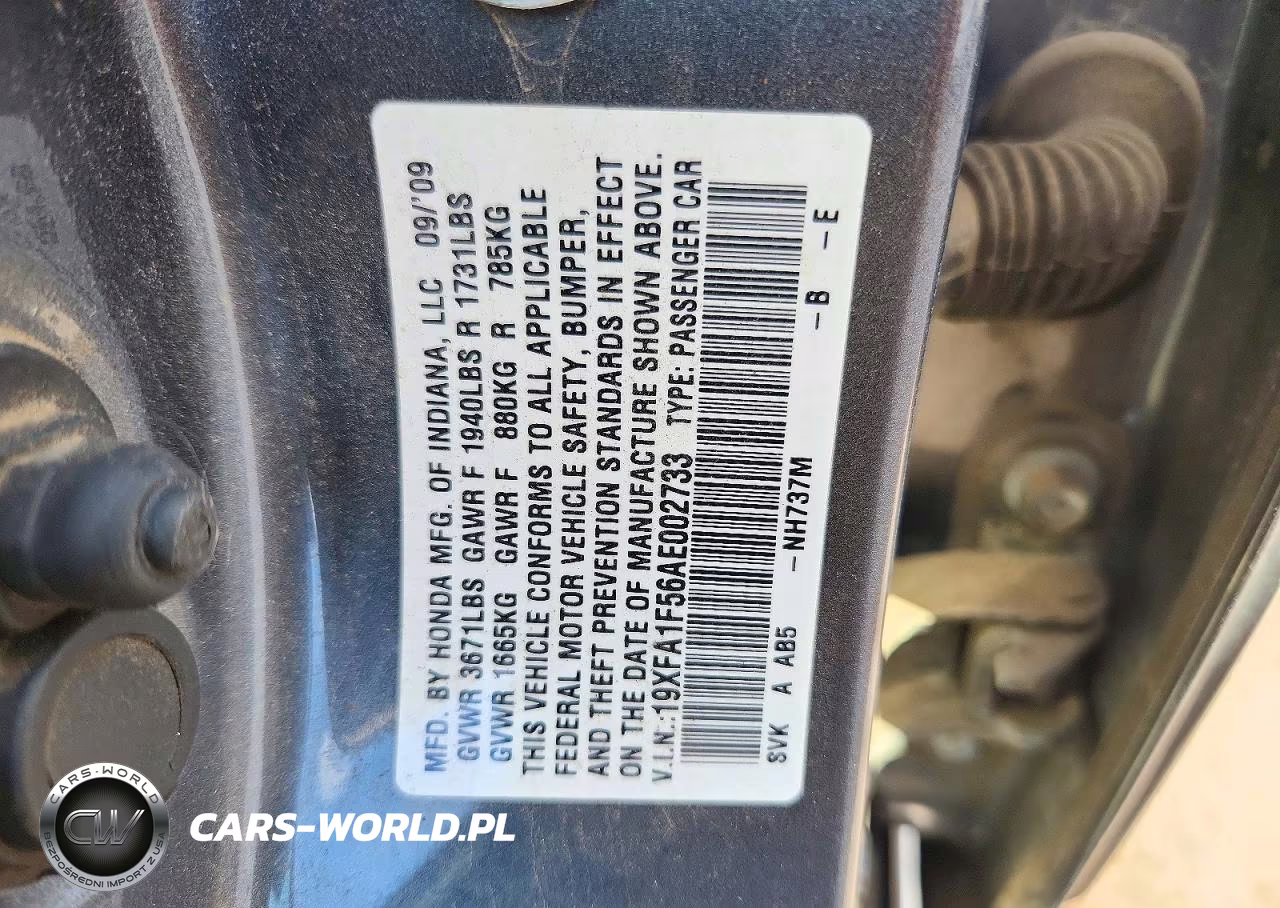 2010 Honda Civic Lx VIN:19XFA1F56AE002733 - 12