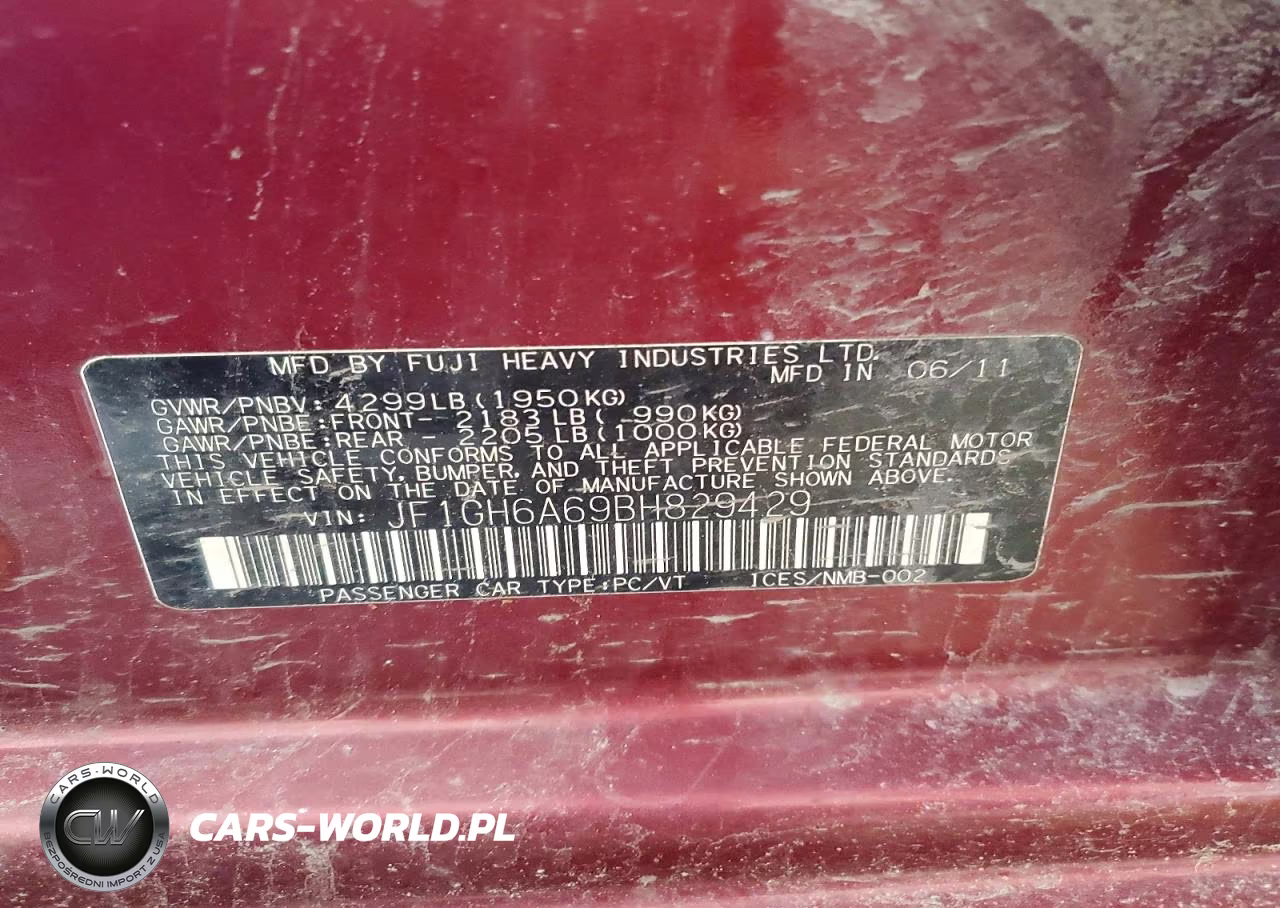 2011 Subaru Impreza 2.5I VIN:JF1GH6A69BH829429 - 12