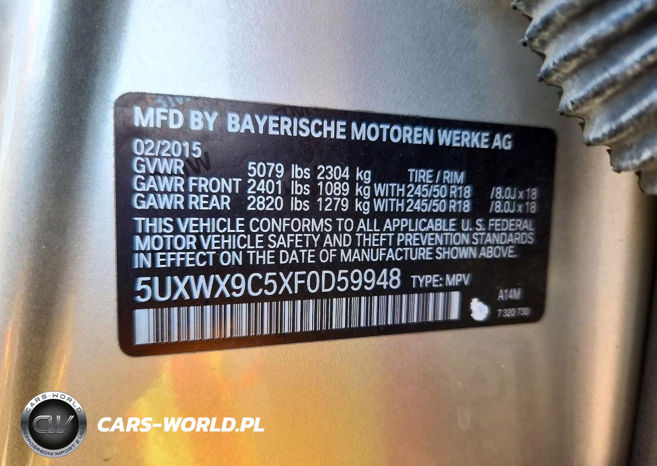2015 BMW X3 xDrive28I VIN:5UXWX9C5XF0D59948 - 13