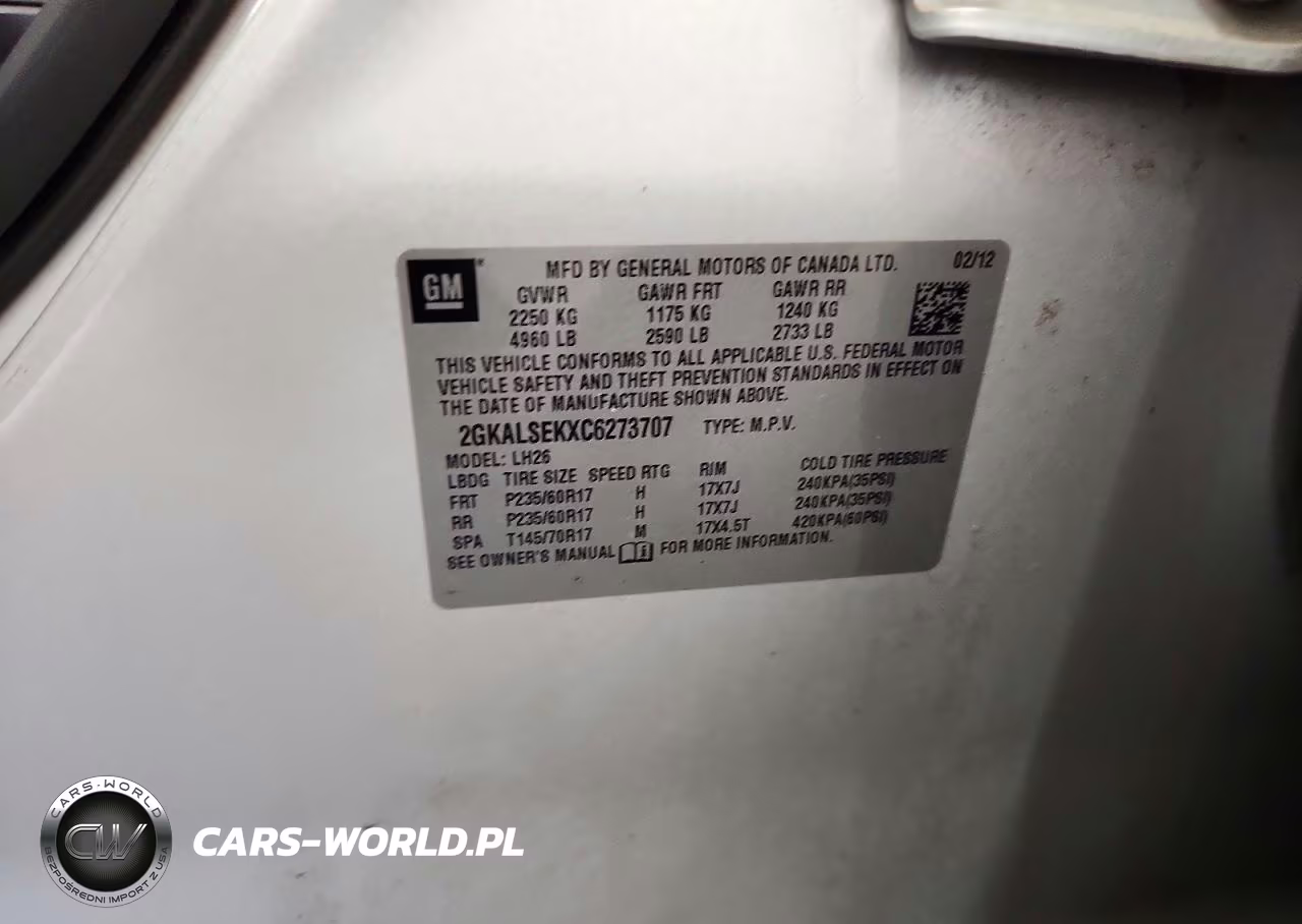 2012 GMC Terrain Sle VIN:2GKALSEKXC6273707 - 12