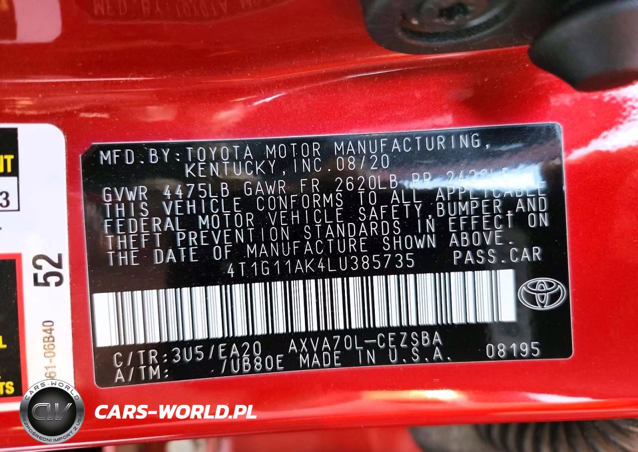 2020 Toyota Camry Se VIN:4T1G11AK4LU385735 - 13