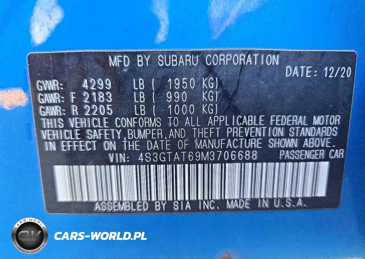 2021 Subaru Impreza Limited VIN:4S3GTAT69M3706688 - 12