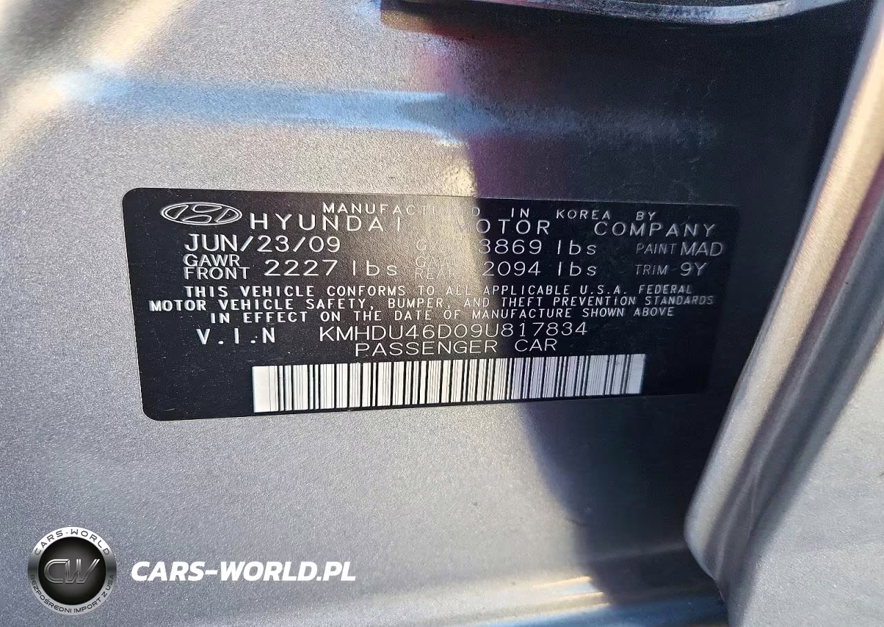 2009 Hyundai Elantra Gls VIN:KMHDU46D09U817834 - 13