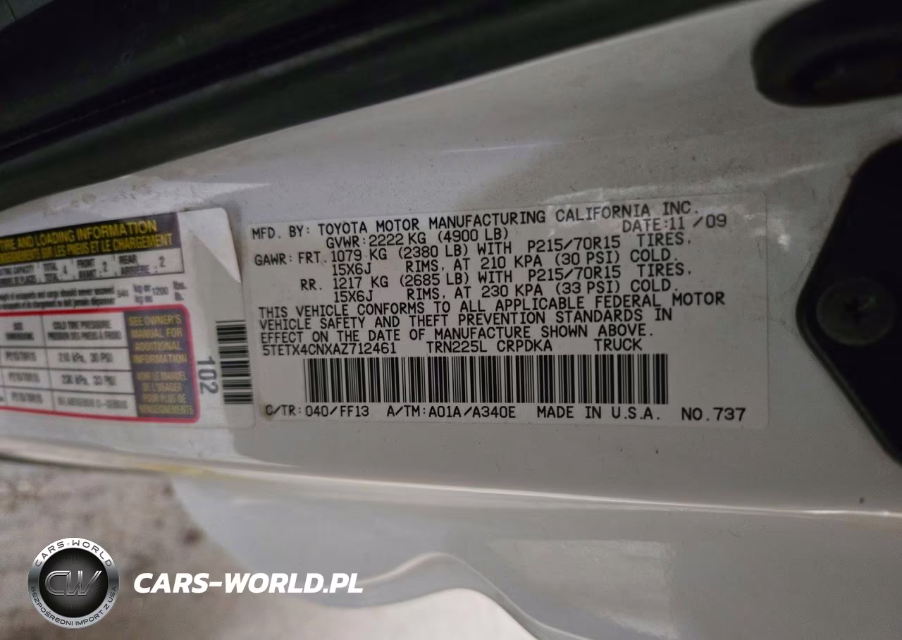 2010 Toyota Tacoma Base VIN:5TETX4CNXAZ712461 - 12