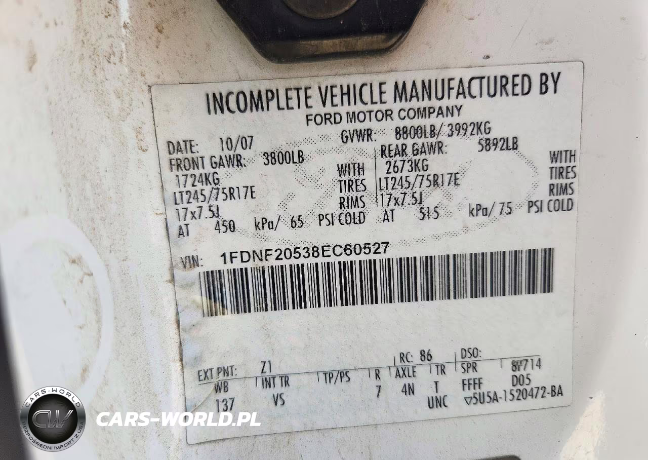 2008 Ford F250 Super Duty VIN:1FDNF20538EC60527 - 12