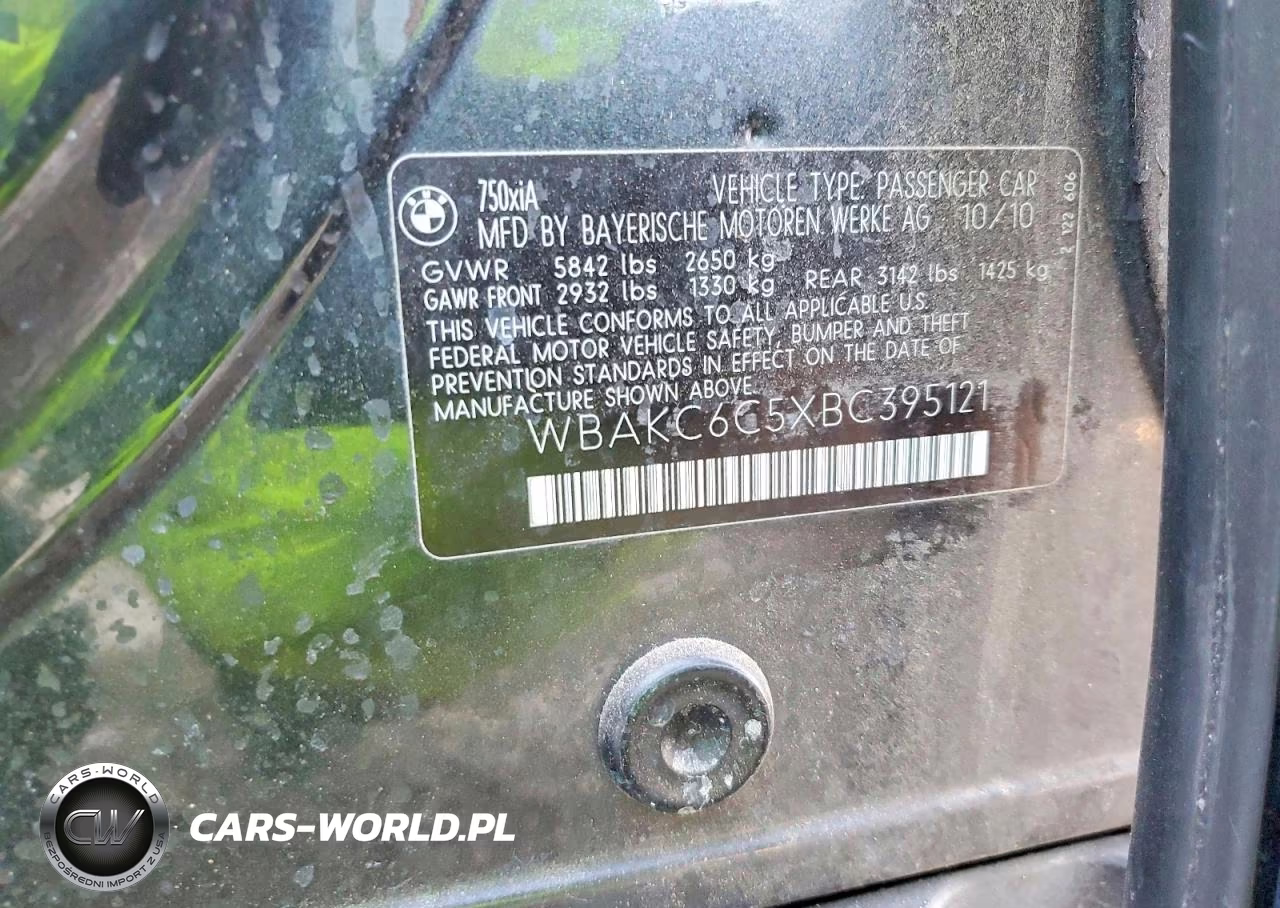 2011 BMW 750 Xi VIN:WBAKC6C5XBC395121 - 12