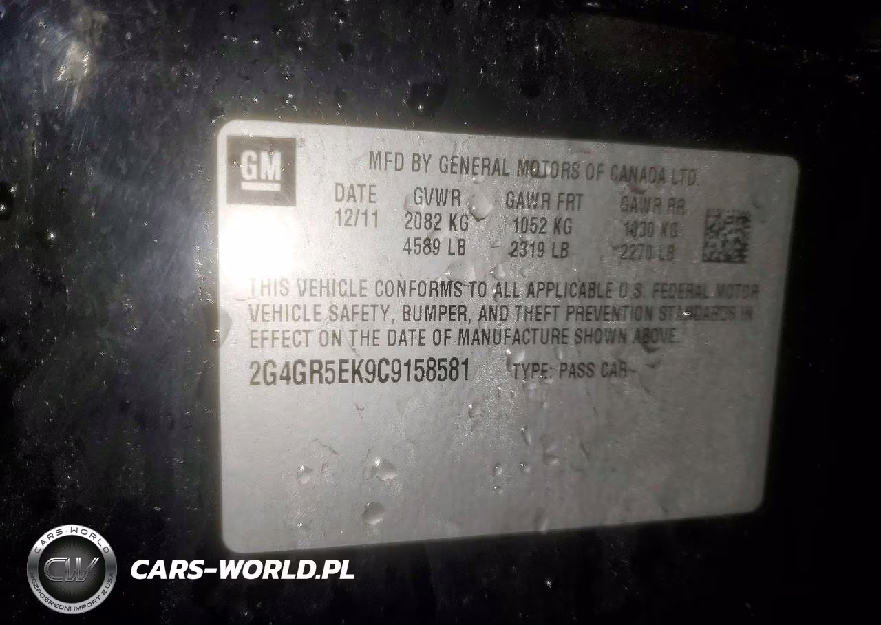 2012 Buick Regal VIN:2G4GR5EK9C9158581 - 12