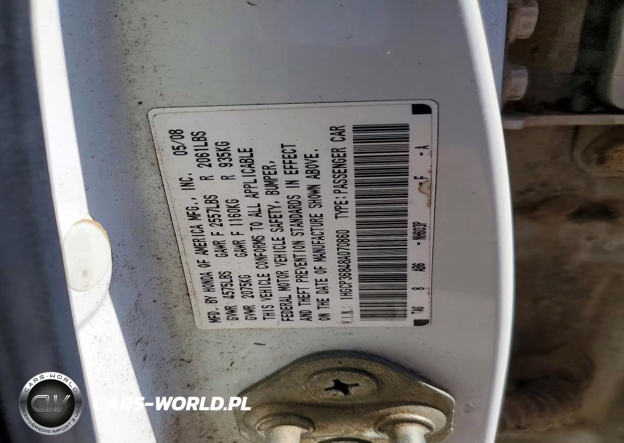 2008 Honda Accord Exl VIN:1HGCP36848A070860 - 12