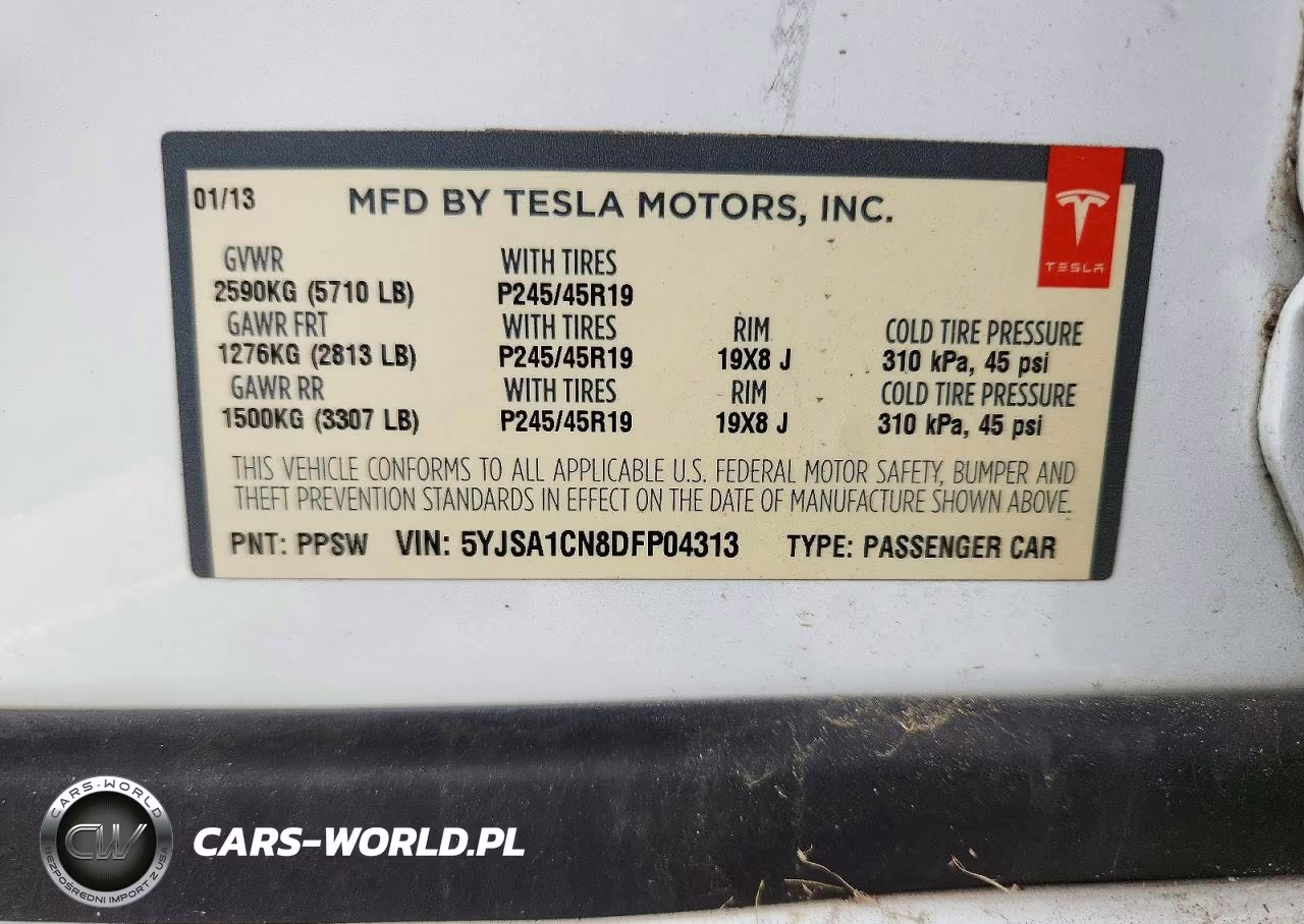 2013 Tesla Model S VIN:5YJSA1CN8DFP04313 - 12