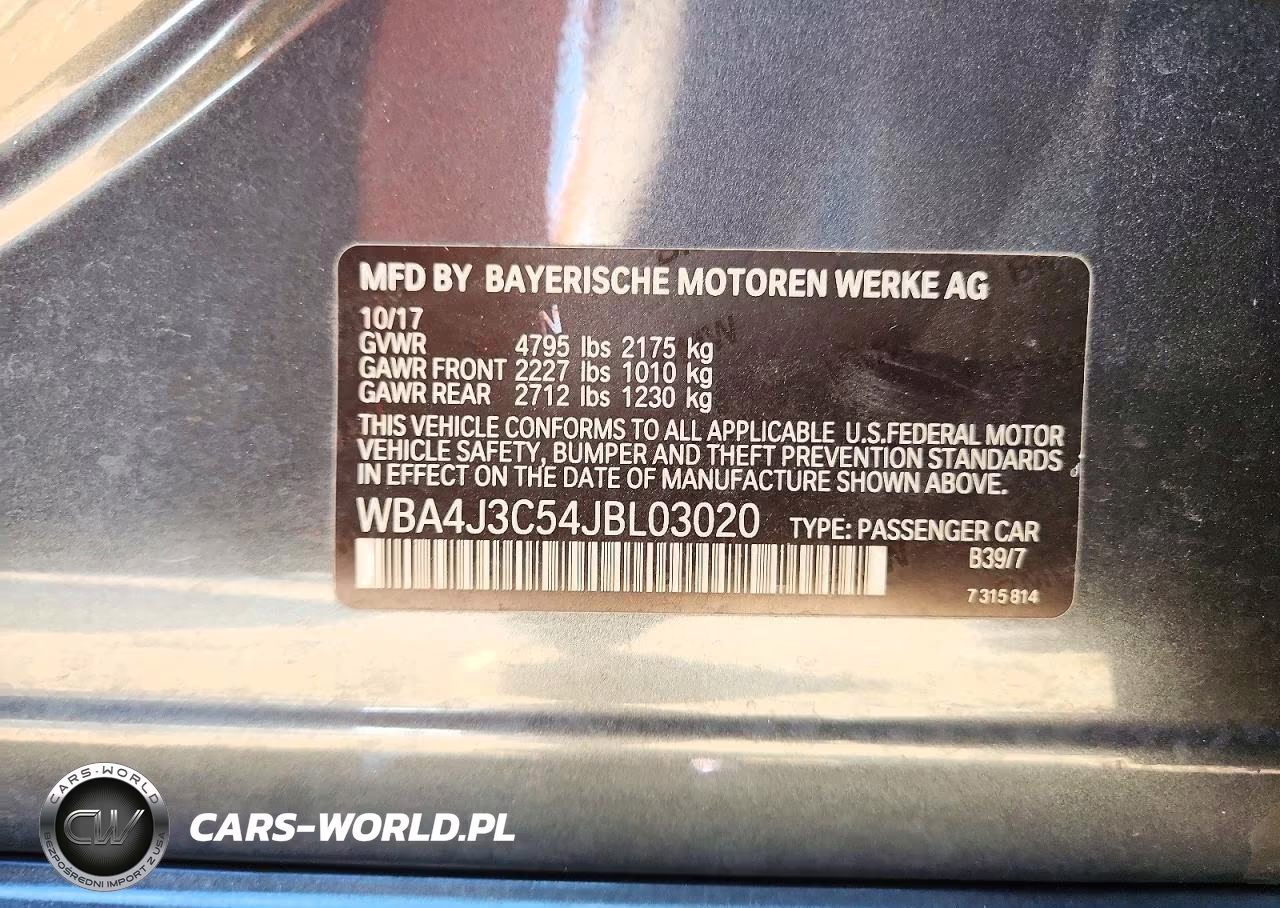 2018 BMW 430Xi Gran Coupe VIN:WBA4J3C54JBL03020 - 12