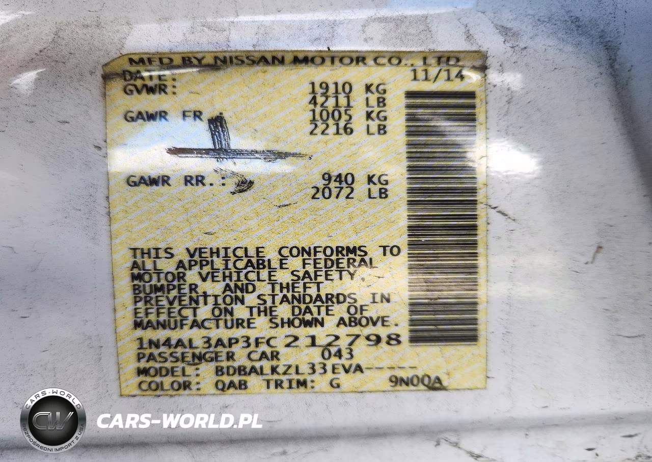 2015 Nissan Altima 2.5 Sv VIN:1N4AL3AP3FC212798 - 12