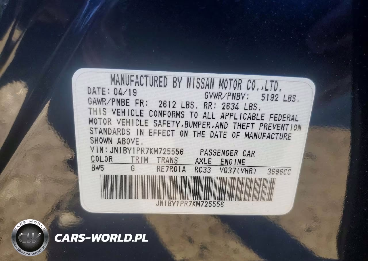 2019 Infiniti Q70L 3.7 Luxe VIN:JN1BY1PR7KM725556 - 12