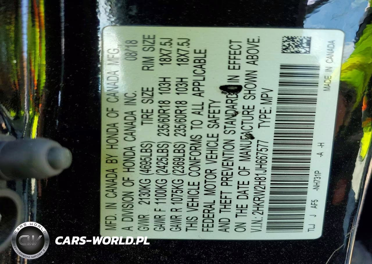 2018 Honda Cr-V Exl VIN:2HKRW2H81JH667577 - 13