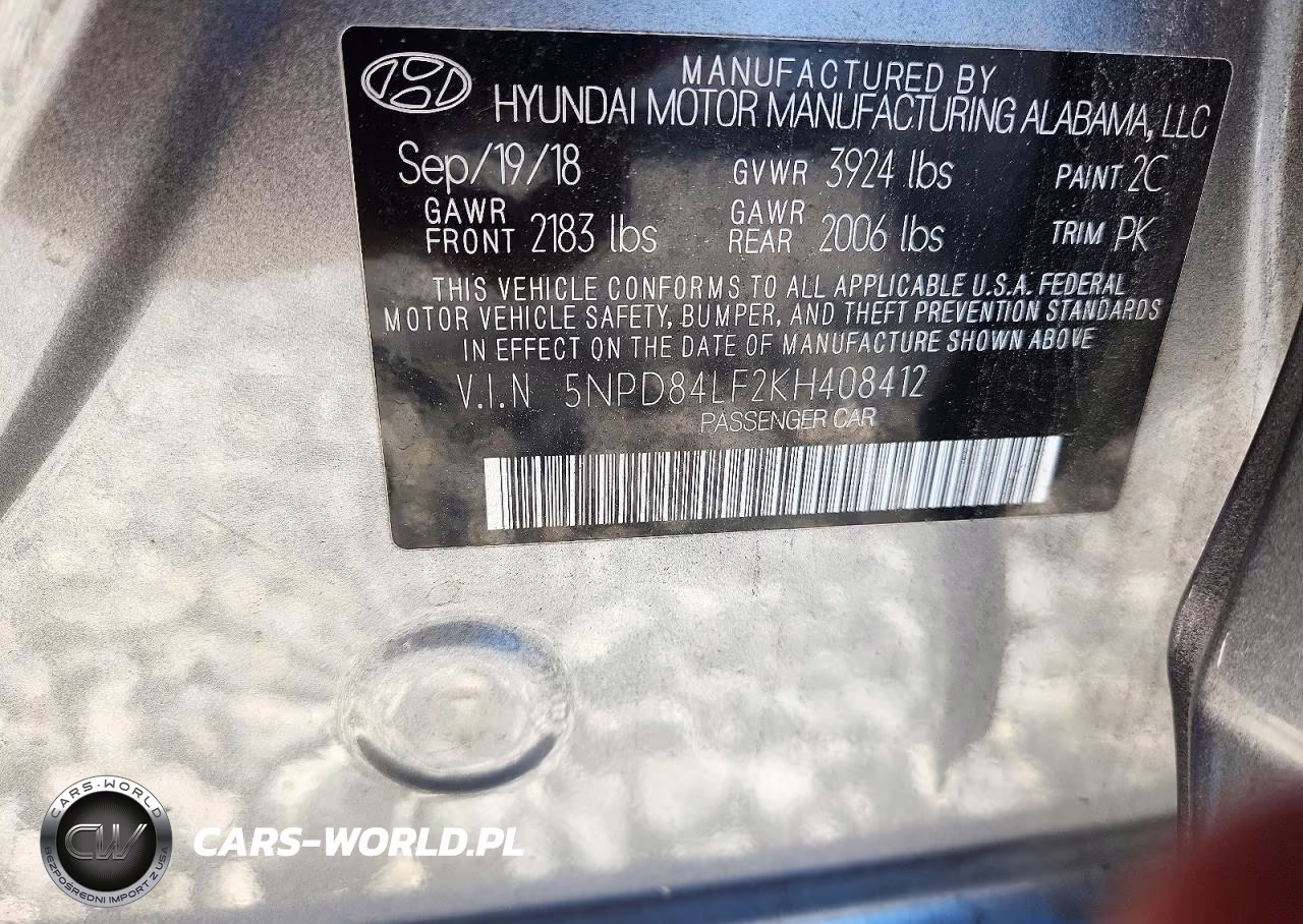 2019 Hyundai Elantra Sel VIN:5NPD84LF2KH408412 - 12