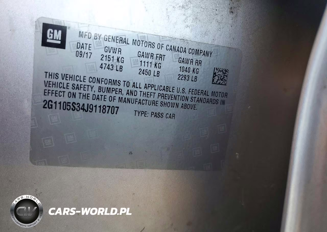 2018 Chevrolet Impala Lt VIN:2G1105S34J9118707 - 12