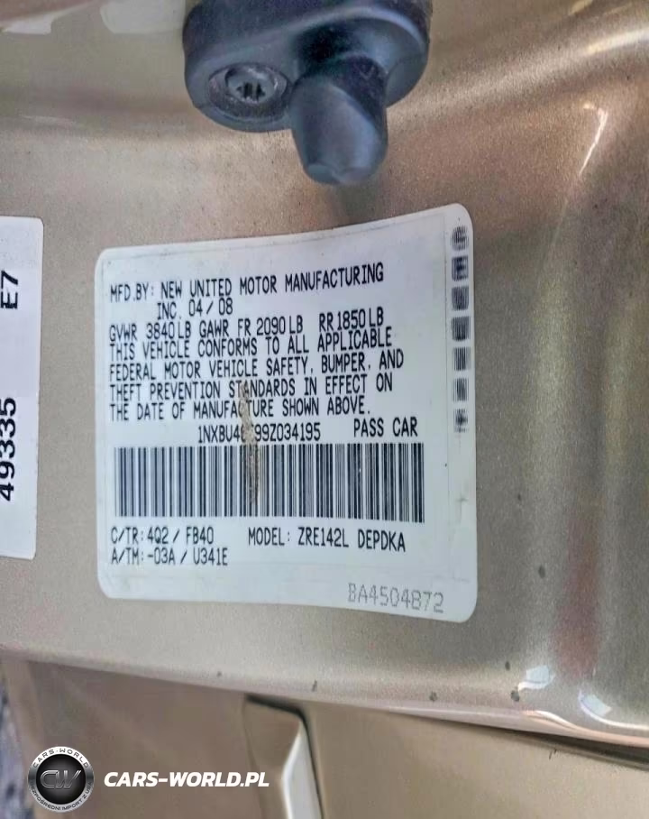 2009 Toyota Corolla Base VIN:1NXBU40E99Z034195 - 12