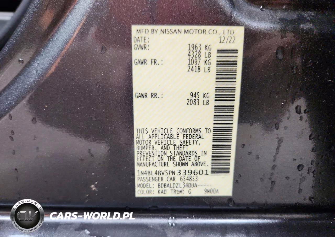 2023 Nissan Altima S VIN:1N4BL4BV5PN339601 - 12