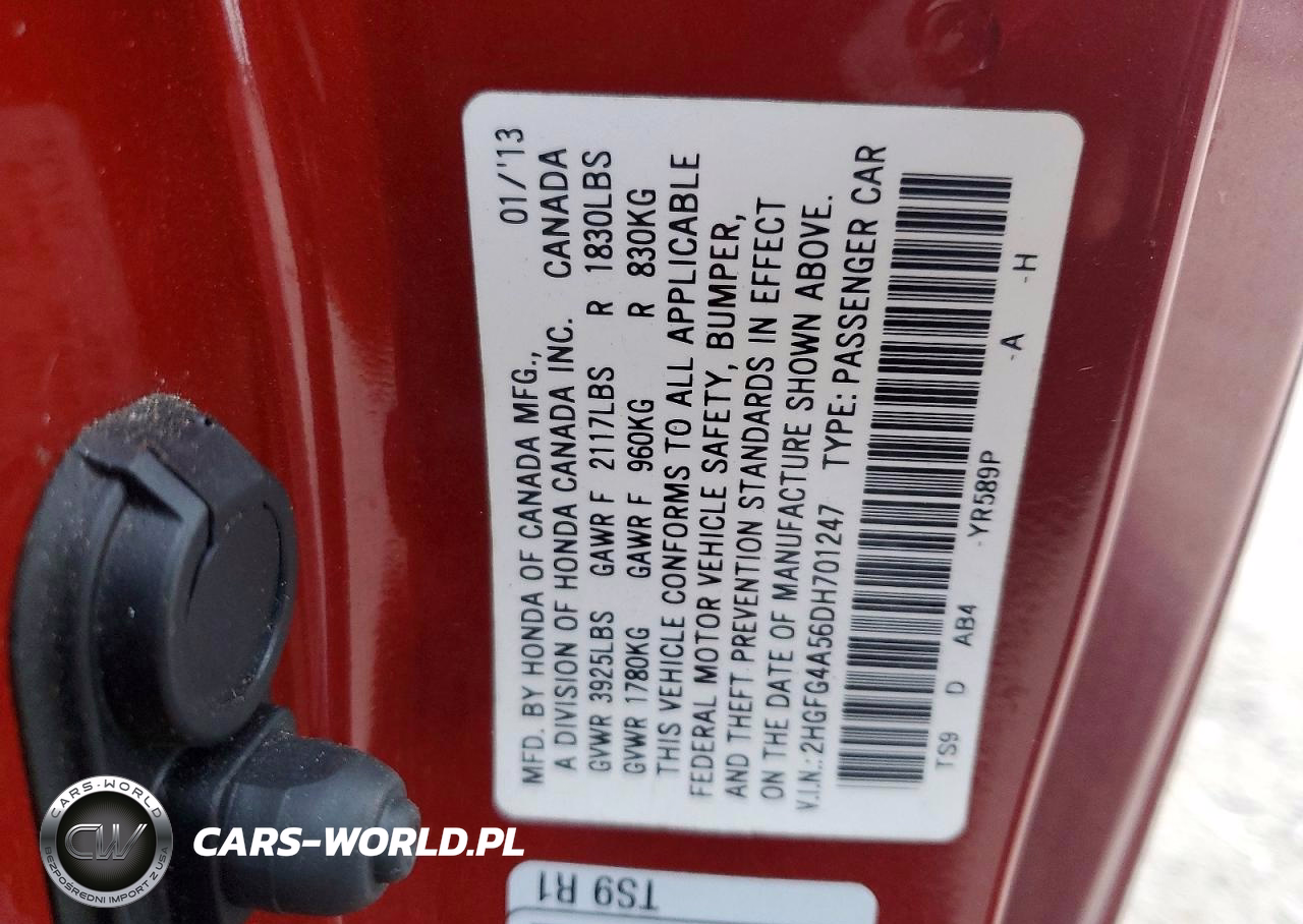 2013 Honda Civic Si VIN:2HGFG4A56DH701247 - 13