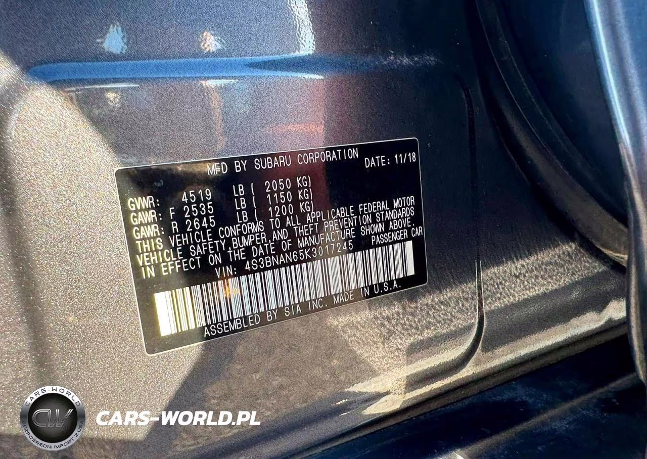 2019 Subaru Legacy 2.5I Limited VIN:4S3BNAN65K3017245 - 10