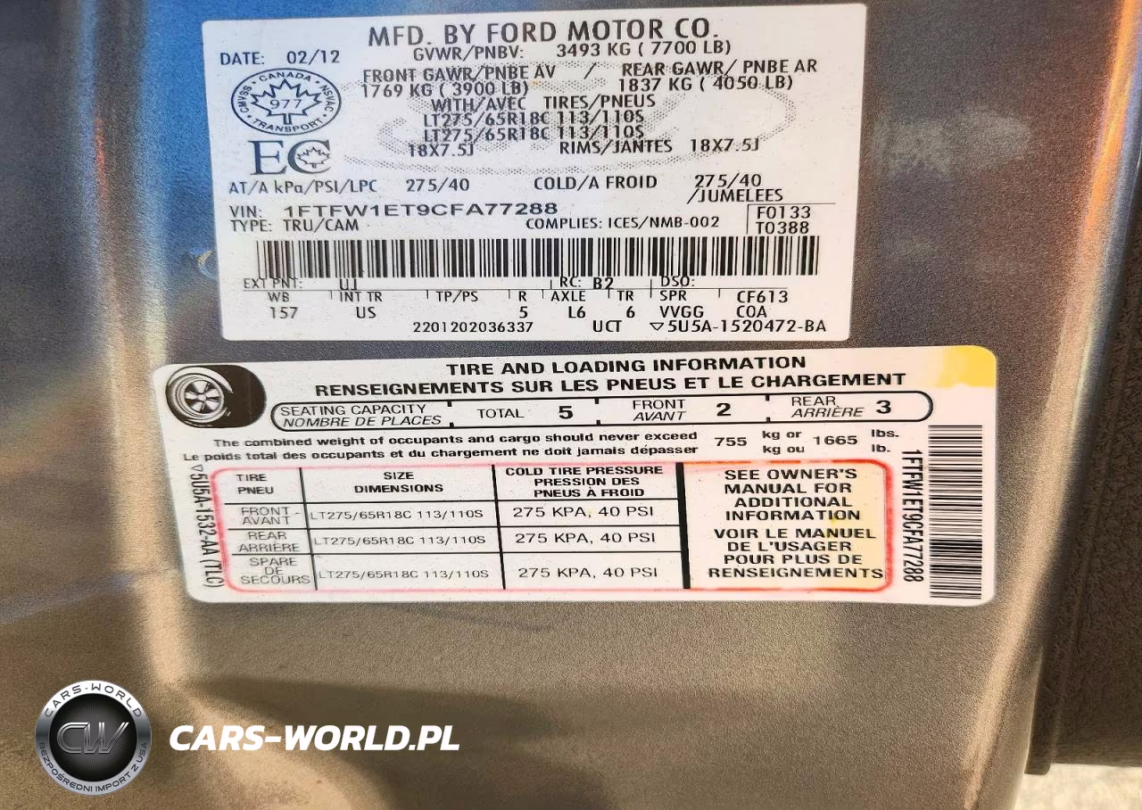 2012 Ford F150 Supercrew VIN:1FTFW1ET9CFA77288 - 12