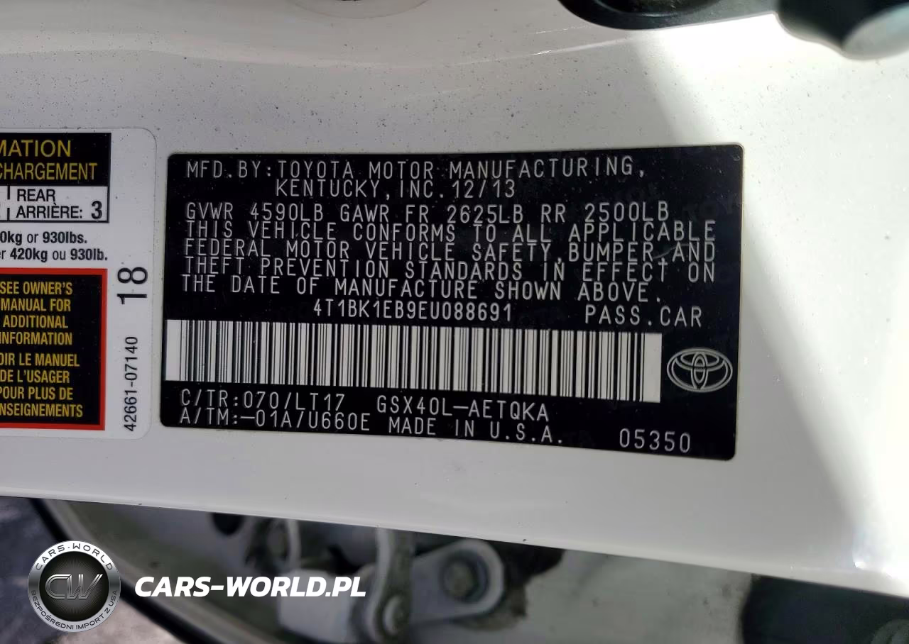 2014 Toyota Avalon Xle Touring VIN:4T1BK1EB9EU088691 - 12