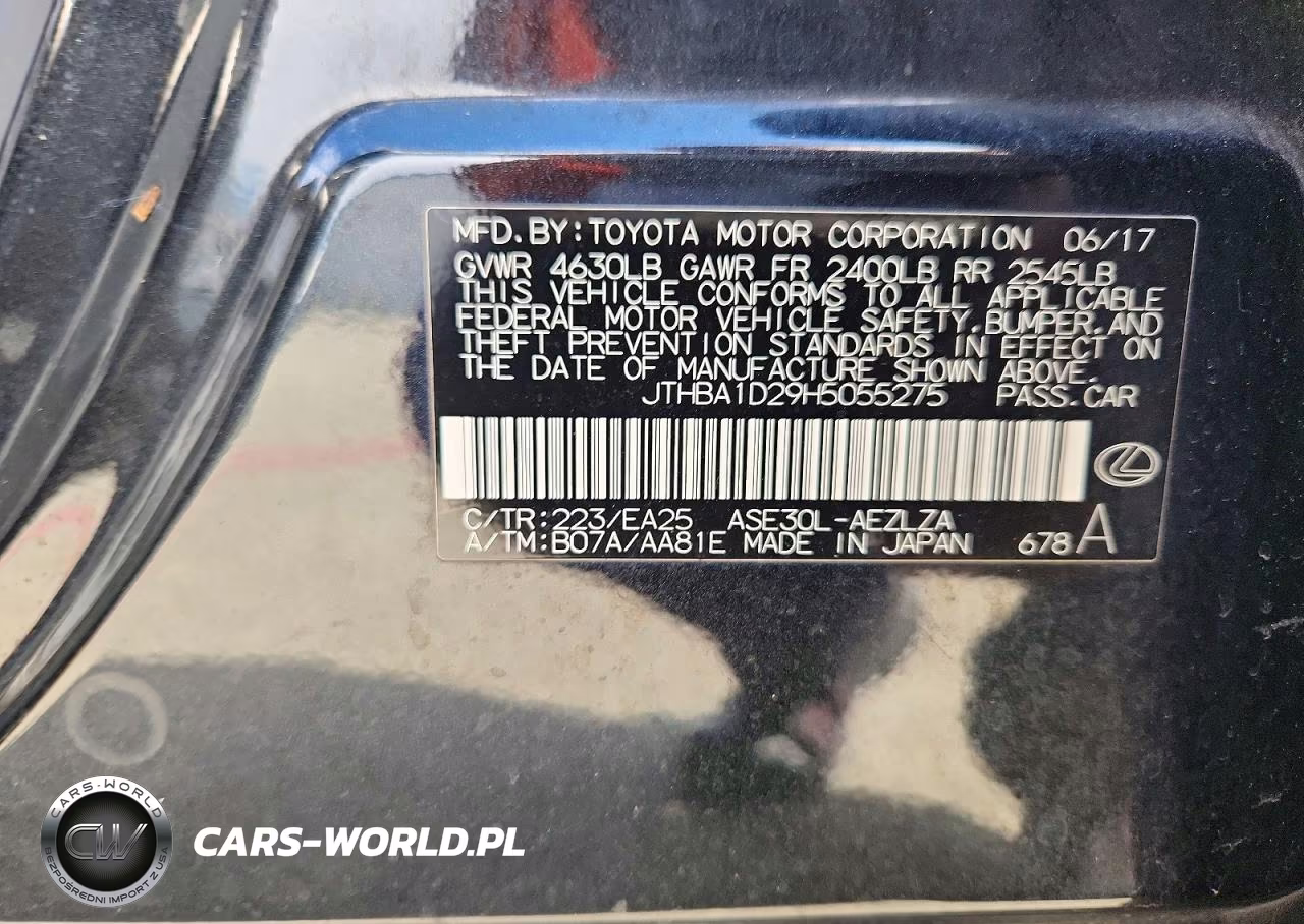 2017 Lexus Is 200T VIN:JTHBA1D29H5055275 - 12