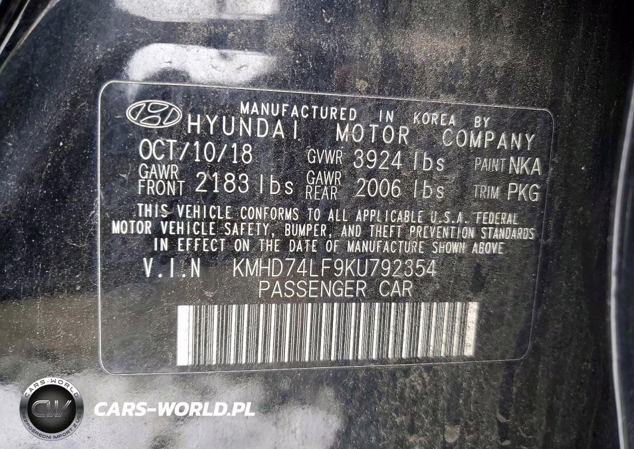 2019 Hyundai Elantra Se VIN:KMHD74LF9KU792354 - 12
