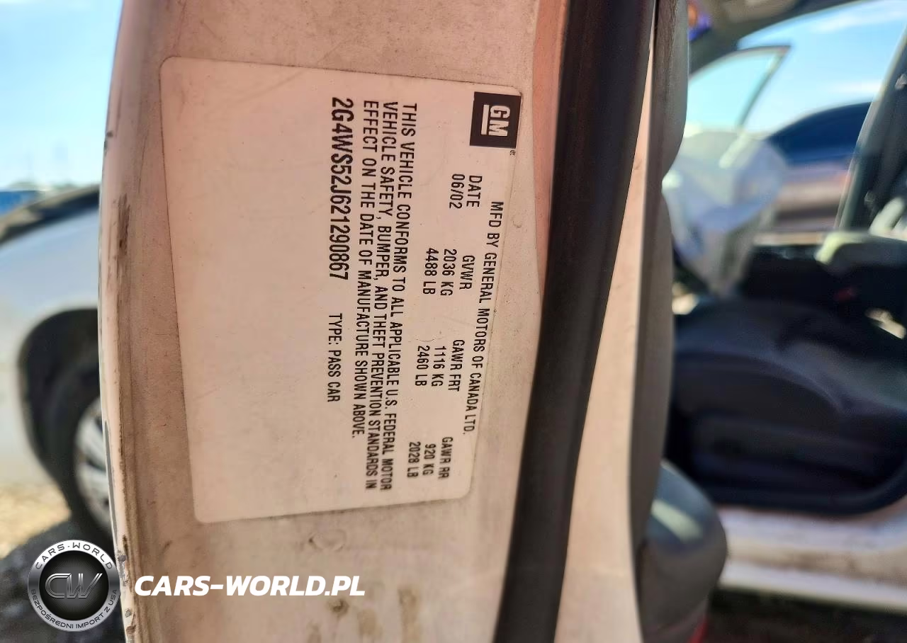 2002 Buick Century Custom VIN:2G4WS52J621290867 - 12