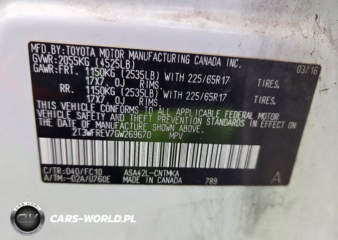 2016 Toyota Rav4 Xle VIN:2T3WFREV7GW269670 - 12