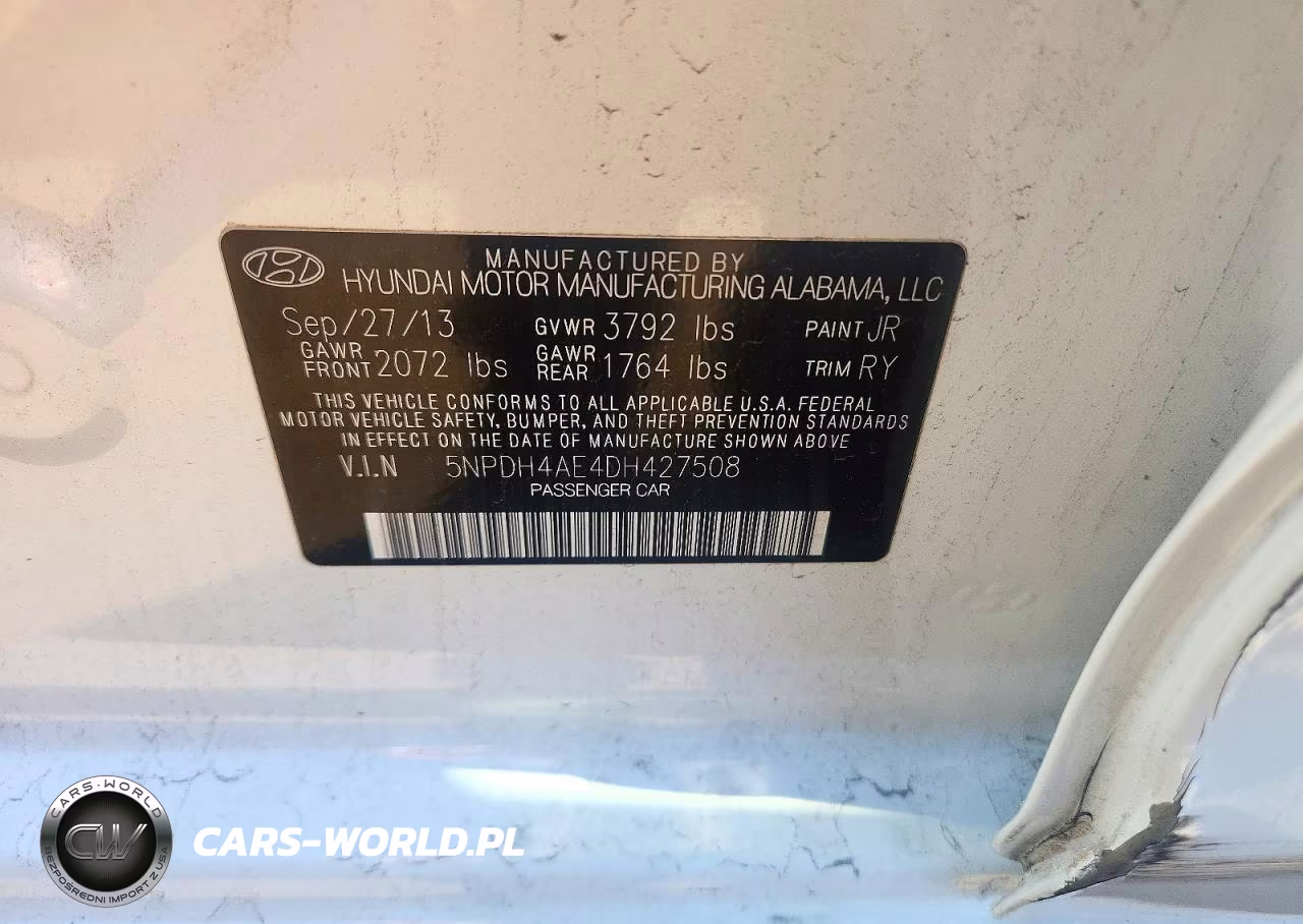 2013 Hyundai Elantra Limited VIN:5NPDH4AE4DH427508 - 12