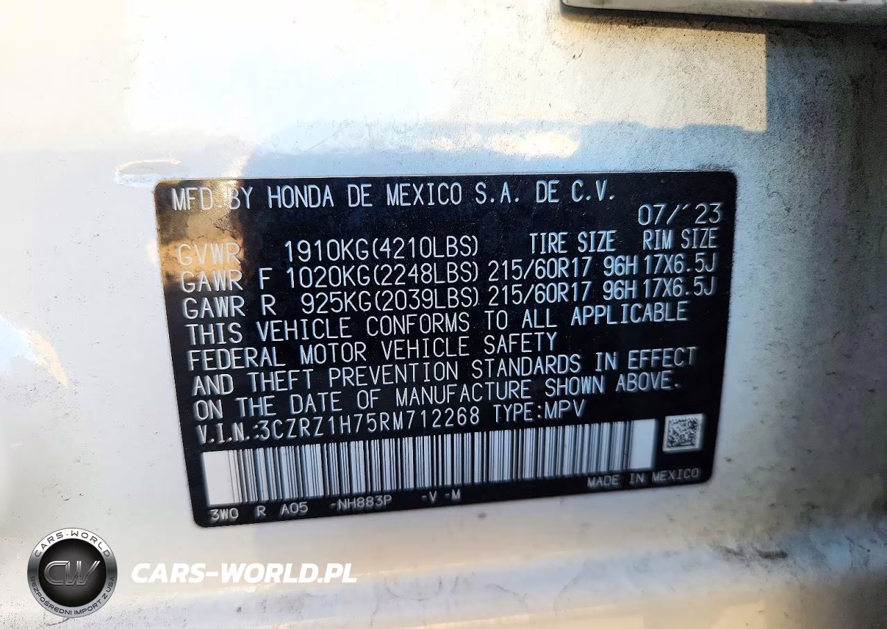 2024 Honda Hr-V Exl VIN:3CZRZ1H75RM712268 - 14