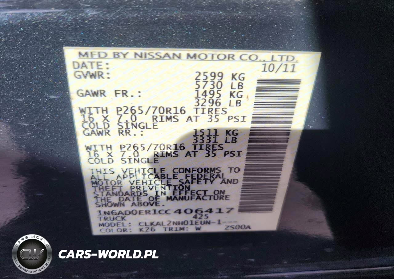 2012 Nissan Frontier S VIN:1N6AD0ER1CC406417 - 12
