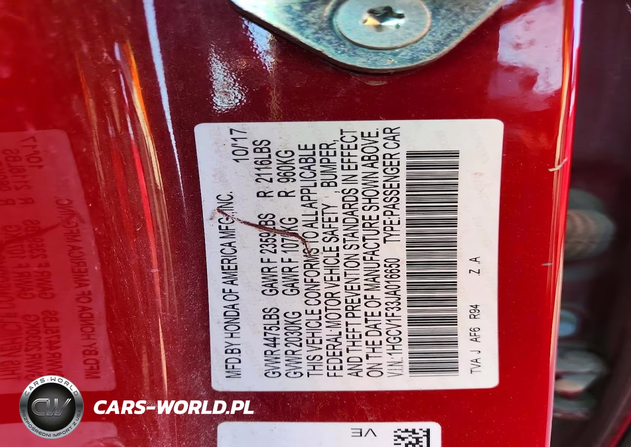 2018 Honda Accord Sport VIN:1HGCV1F33JA016650 - 12