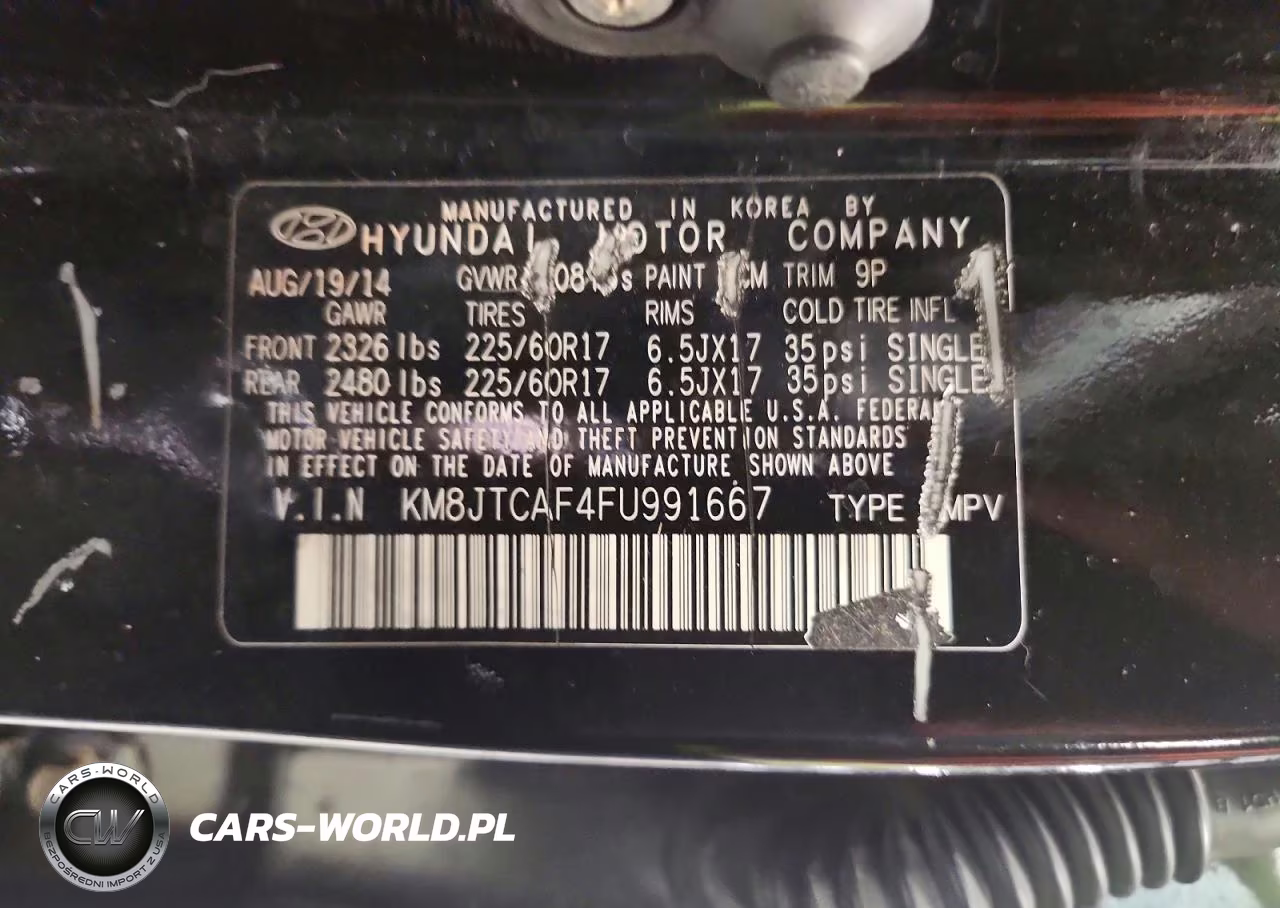 2015 Hyundai Tucson Gls VIN:KM8JTCAF4FU991667 - 13