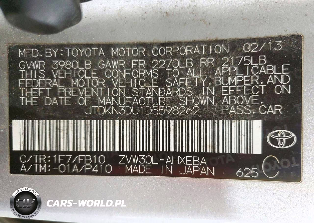 2013 Toyota Prius Two VIN:JTDKN3DU1D5598262 - 12