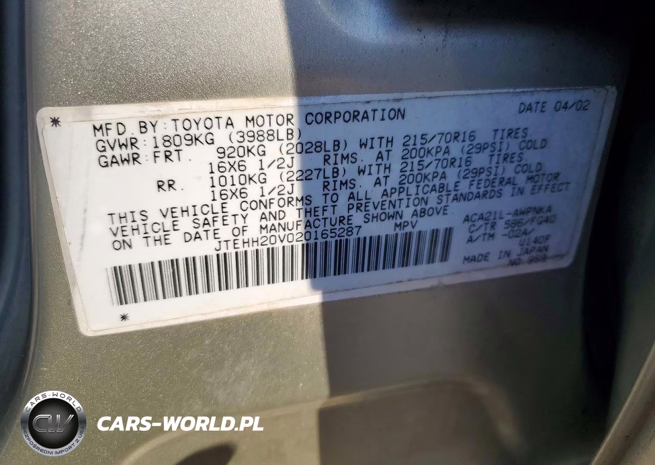 2002 Toyota Rav4 Base VIN:JTEHH20V020165287 - 13