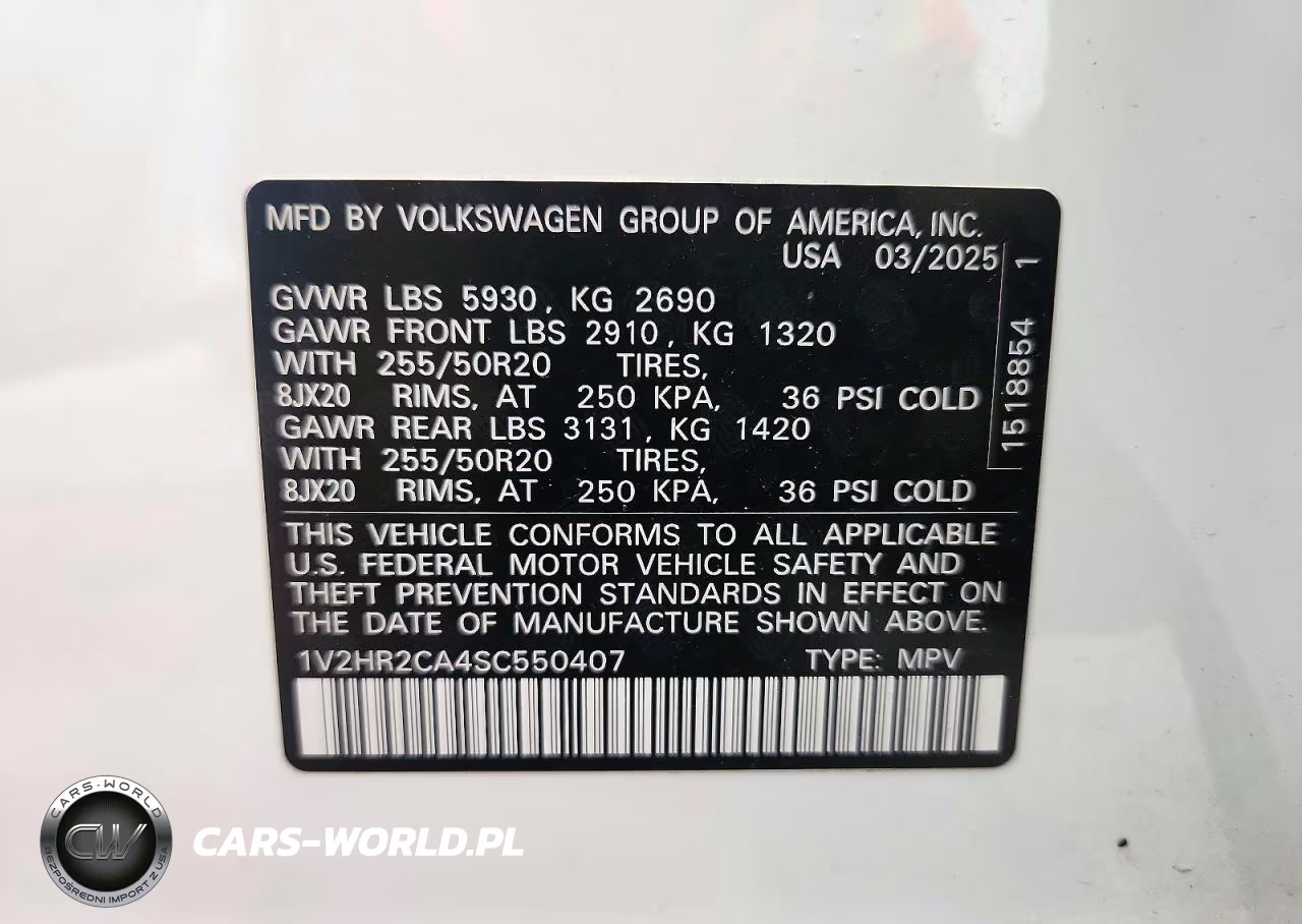 2025 Volkswagen Atlas Se VIN:1V2HR2CA4SC550407 - 14