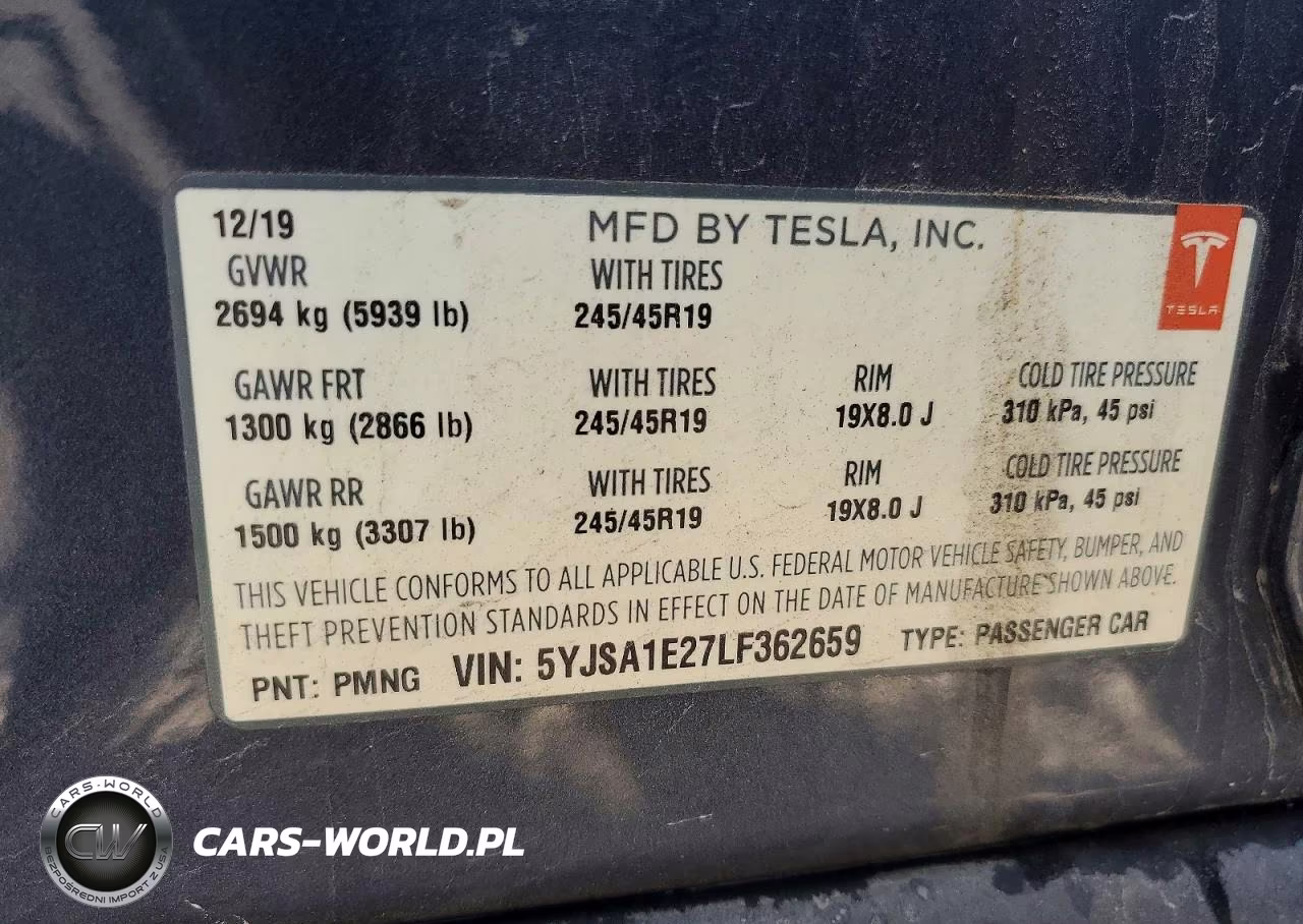 2020 Tesla Model S VIN:5YJSA1E27LF362659 - 12
