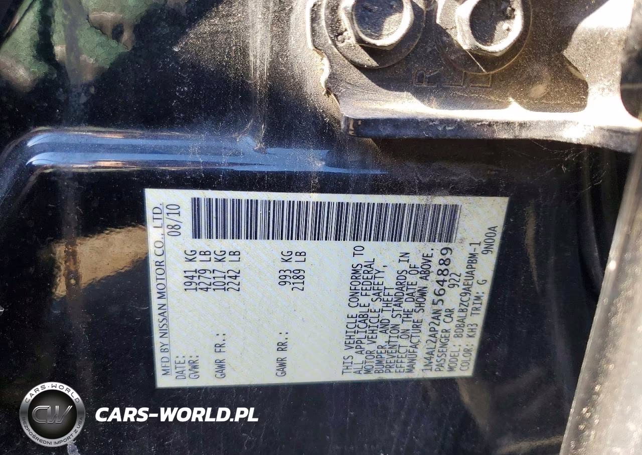 2010 Nissan Altima 2.5 VIN:1N4AL2AP2AN564889 - 12