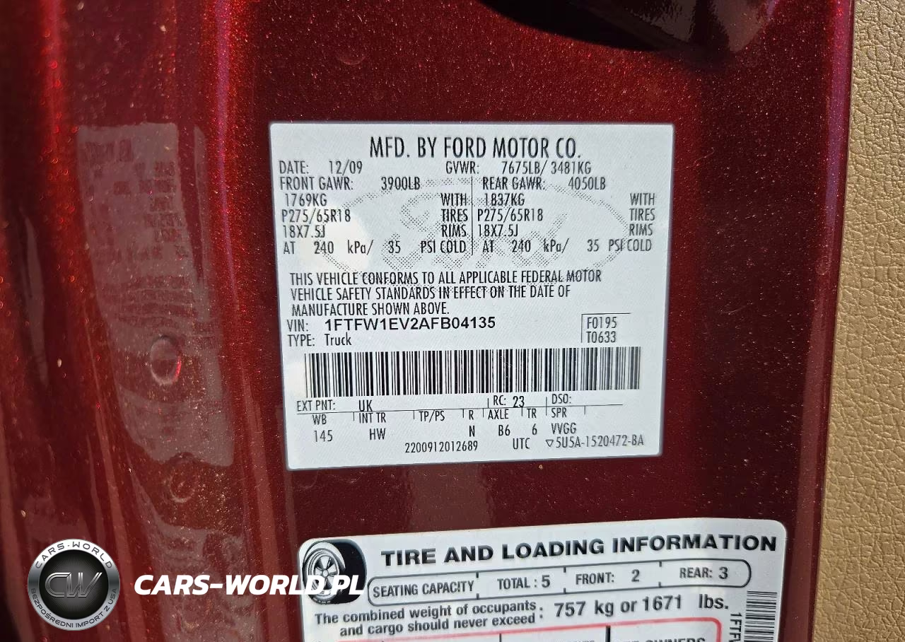 2010 Ford F150 Supercrew VIN:1FTFW1EV2AFB04135 - 12
