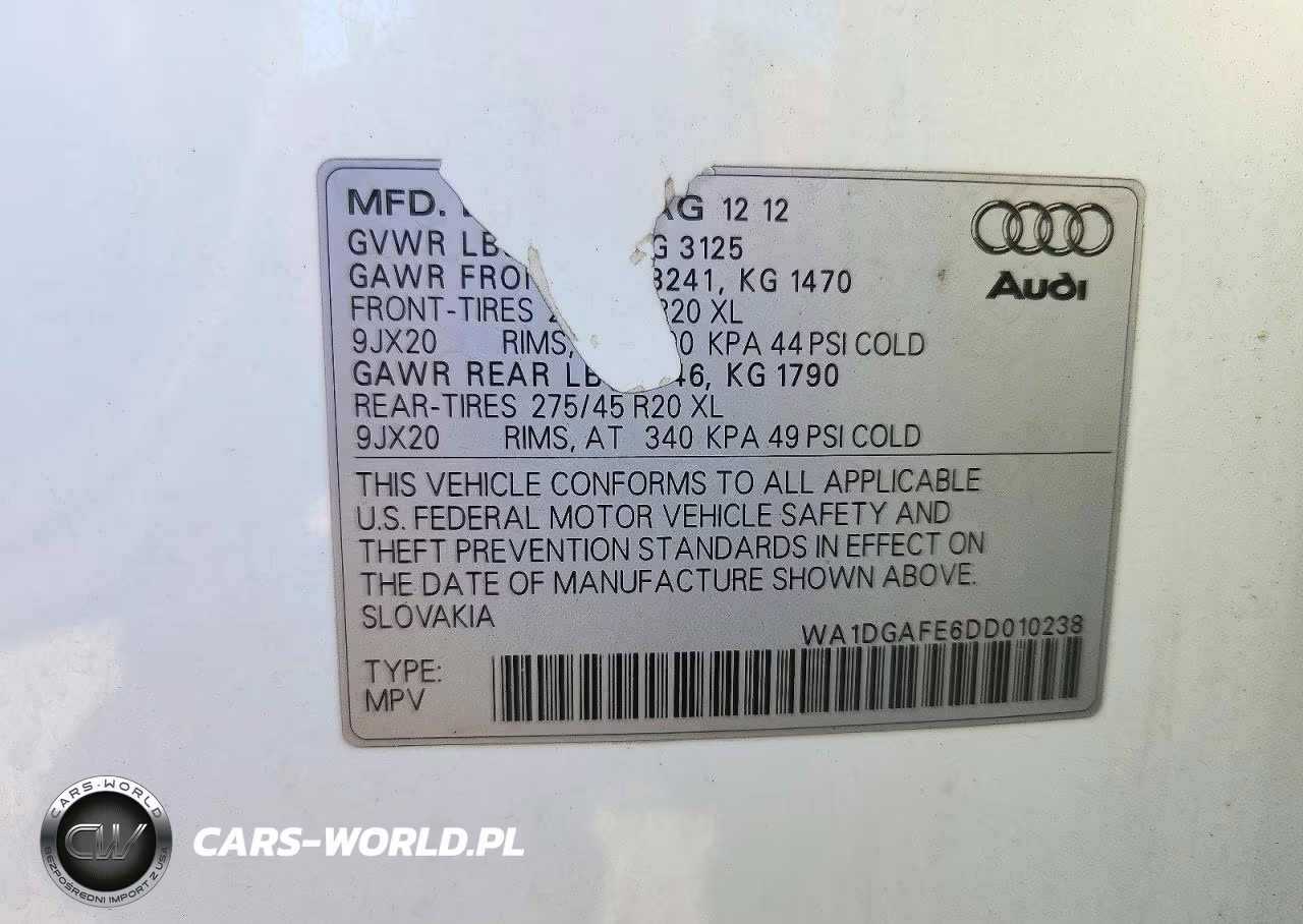 2013 Audi Q7 Prestige VIN:WA1DGAFE6DD010238 - 12