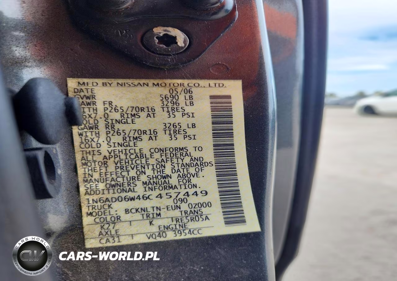 2006 Nissan Frontier Se VIN:1N6AD06W46C457449 - 12