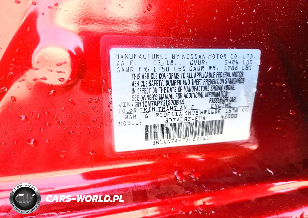 2018 Nissan Versa Sv VIN:3N1CN7AP7JL870614 - 12