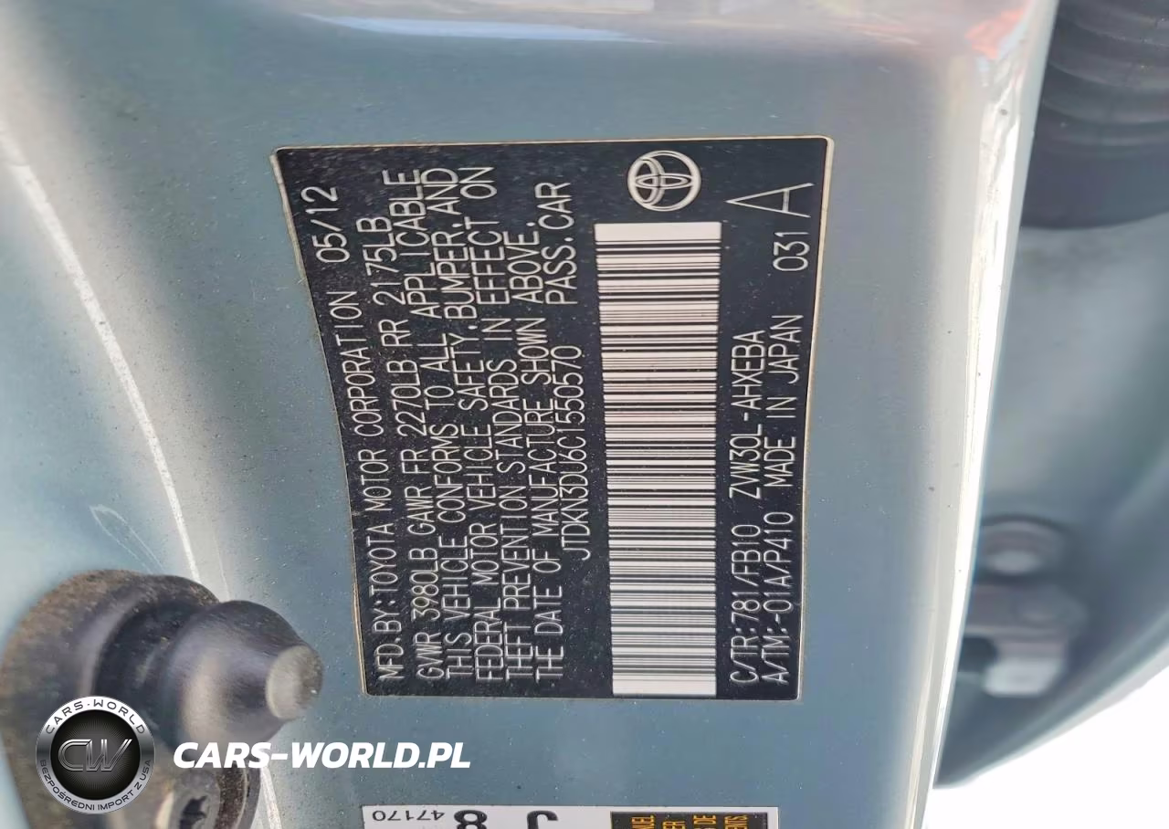 2012 Toyota Prius Two VIN:JTDKN3DU6C1550570 - 12