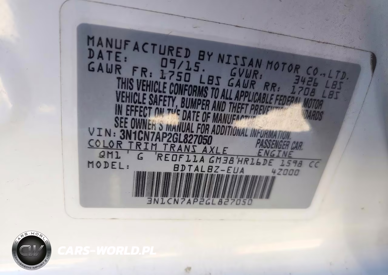2016 Nissan Versa 1.6 Sv VIN:3N1CN7AP2GL827050 - 12