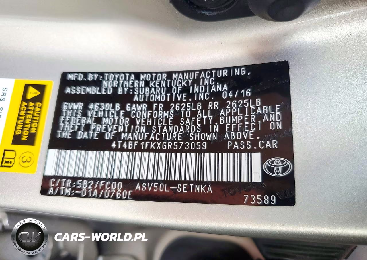2016 Toyota Camry Le VIN:4T4BF1FKXGR573059 - 12