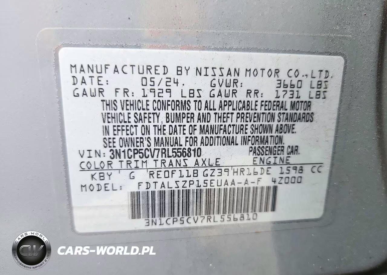 2024 Nissan Kicks Sv VIN:3N1CP5CV7RL556810 - 12