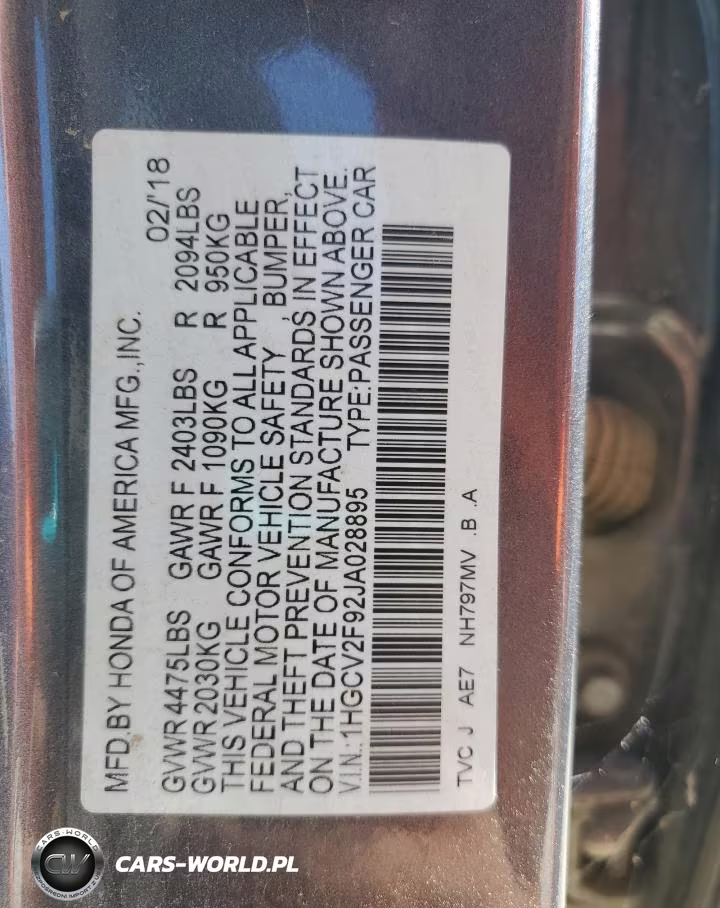 2018 Honda Accord Touring VIN:1HGCV2F92JA028895 - 12