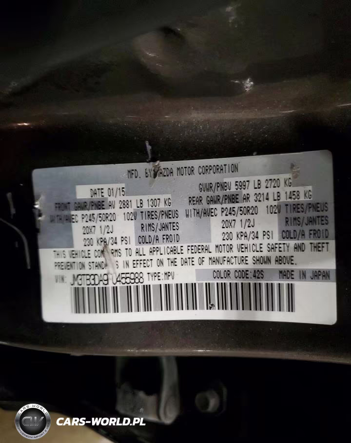 2015 Mazda Cx-9 Grand Touring VIN:JM3TB3DA9F0455988 - 14