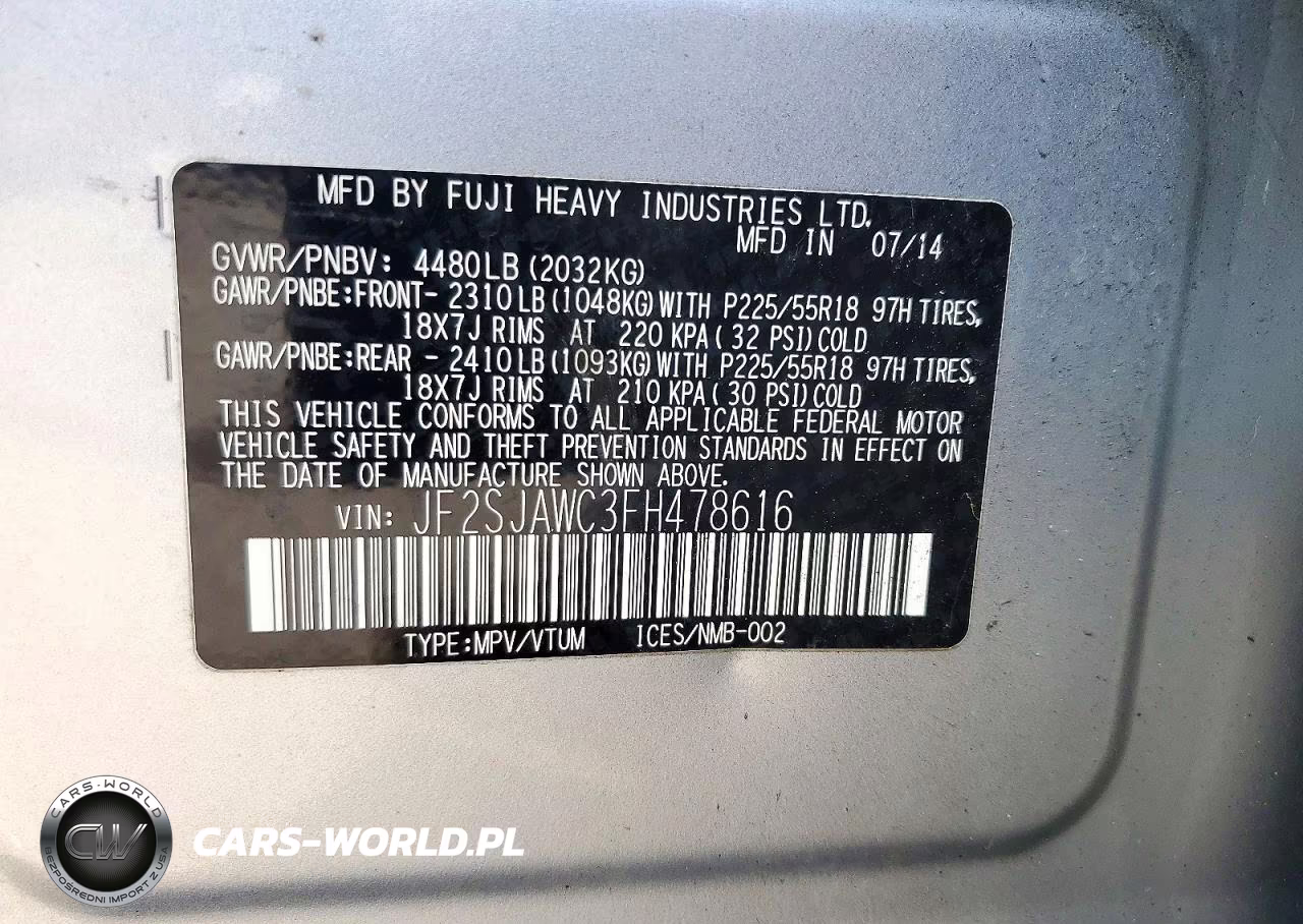 2015 Subaru Forester 2.5I Touring VIN:JF2SJAWC3FH478616 - 13